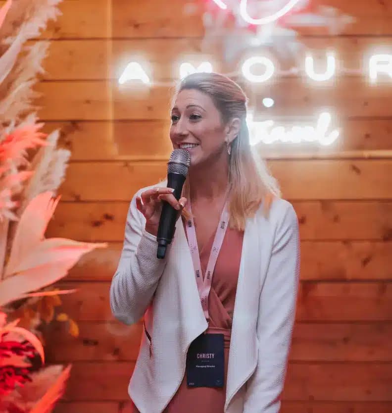 Guests at an Amour welcome reception